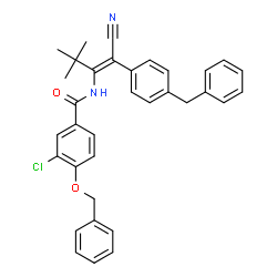 ChemSpider 2D Image | 4-(Benzyloxy)-N-[(1E)-1-(4-benzylphenyl)-1-cyano-3,3-dimethyl-1-buten-2-yl]-3-chlorobenzamide | C34H31ClN2O2