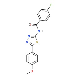 ChemSpider 2D Image | 4-Fluoro-N-[5-(4-methoxyphenyl)-1,3,4-thiadiazol-2-yl]benzamide | C16H12FN3O2S