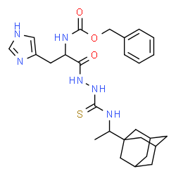 ChemSpider 2D Image | Benzyl [1-(2-{[1-(adamantan-1-yl)ethyl]carbamothioyl}hydrazino)-3-(1H-imidazol-4-yl)-1-oxo-2-propanyl]carbamate (non-preferred name) | C27H36N6O3S