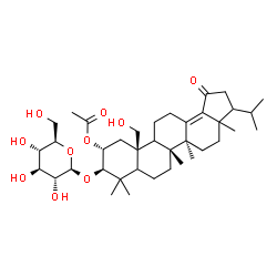 ChemSpider 2D Image | (5aS,5bR,9R,10R,11aS)-9-(beta-D-Glucopyranosyloxy)-11a-(hydroxymethyl)-3-isopropyl-3a,5a,5b,8,8-pentamethyl-1-oxo-2,3,3a,4,5,5a,5b,6,7,7a,8,9,10,11,11a,11b,12,13-octadecahydro-1H-cyclopenta[a]chrysen-
10-yl acetate | C38H60O10