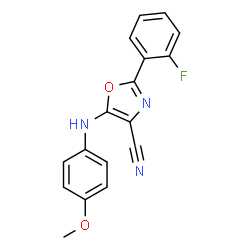 ChemSpider 2D Image | 2-(2-fluorophenyl)-5-(4-methoxyanilino)-4-oxazolecarbonitrile | C17H12FN3O2