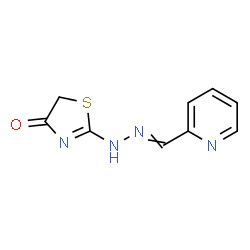 ChemSpider 2D Image | 2-[2-(2-Pyridinylmethylene)hydrazino]-1,3-thiazol-4(5H)-one | C9H8N4OS