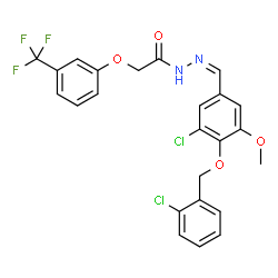 ChemSpider 2D Image | N'-[(Z)-{3-Chloro-4-[(2-chlorobenzyl)oxy]-5-methoxyphenyl}methylene]-2-[3-(trifluoromethyl)phenoxy]acetohydrazide | C24H19Cl2F3N2O4