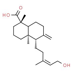 ChemSpider 2D Image | (1S,4aR,5S)-5-[(3Z)-5-Hydroxy-3-methyl-3-penten-1-yl]-1,4a-dimethyl-6-methylenedecahydro-1-naphthalenecarboxylic acid | C20H32O3