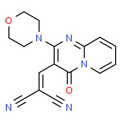 ChemSpider 2D Image | {[2-(4-Morpholinyl)-4-oxo-4H-pyrido[1,2-a]pyrimidin-3-yl]methylene}malononitrile | C16H13N5O2