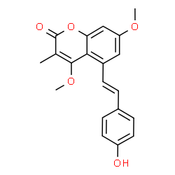 ChemSpider 2D Image | 5-[(E)-2-(4-Hydroxyphenyl)vinyl]-4,7-dimethoxy-3-methyl-2H-chromen-2-one | C20H18O5