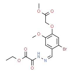 ChemSpider 2D Image | Ethyl {(2Z)-2-[2-bromo-5-methoxy-4-(2-methoxy-2-oxoethoxy)benzylidene]hydrazino}(oxo)acetate | C15H17BrN2O7