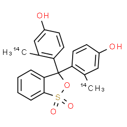 ChemSpider 2D Image | 4,4'-(1,1-Dioxido-3H-2,1-benzoxathiole-3,3-diyl)bis[3-(~14~C)methylphenol] | C1914C2H18O5S