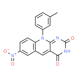 ChemSpider 2D Image | 10-(3-Methylphenyl)-7-nitropyrimido[4,5-b]quinoline-2,4(3H,10H)-dione | C18H12N4O4