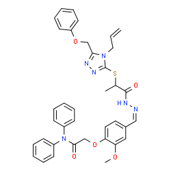ChemSpider 2D Image | 2-(4-{(Z)-[(2-{[4-Allyl-5-(phenoxymethyl)-4H-1,2,4-triazol-3-yl]sulfanyl}propanoyl)hydrazono]methyl}-2-methoxyphenoxy)-N,N-diphenylacetamide | C37H36N6O5S
