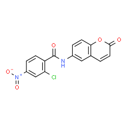 ChemSpider 2D Image | 2-Chloro-4-nitro-N-(2-oxo-2H-chromen-6-yl)benzamide | C16H9ClN2O5