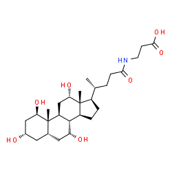 ChemSpider 2D Image | N-[(1beta,3alpha,5beta,7alpha,12alpha)-1,3,7,12-Tetrahydroxy-24-oxocholan-24-yl]-beta-alanine | C27H45NO7