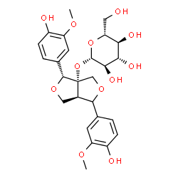 ChemSpider 2D Image | (3aS,4R,6aR)-1,4-Bis(4-hydroxy-3-methoxyphenyl)dihydro-1H,3H-furo[3,4-c]furan-3a(4H)-yl beta-D-glucopyranoside | C26H32O12