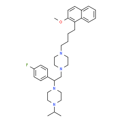 ChemSpider 2D Image | 1-[2-(4-Fluorophenyl)-2-(4-isopropyl-1-piperazinyl)ethyl]-4-[4-(2-methoxy-1-naphthyl)butyl]piperazine | C34H47FN4O