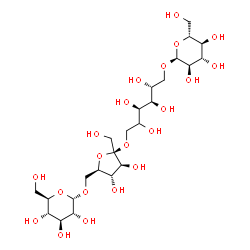 ChemSpider 2D Image | alpha-D-Glucopyranosyl-(1->6)-[alpha-D-glucopyranosyl-(1->6)-beta-D-fructofuranosyl-(2->1)]-(2xi)-D-arabino-hexitol | C24H44O21