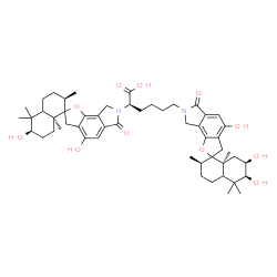ChemSpider 2D Image | (2S)-2-[(2'R,6'R,8a'S)-4,6'-Dihydroxy-2',5',5',8a'-tetramethyl-6-oxo-3',4',4a',5',6,6',7',8,8',8a'-decahydro-2'H-spiro[furo[2,3-e]isoindole-2,1'-naphthalen]-7(3H)-yl]-6-[(2'R,6'S,7'R,8a'S)-4,6',7'-tri
hydroxy-2',5',5',8a'-tetramethyl-6-oxo-3',4',4a',5',6,6',7',8,8',8a'-decahydro-2'H-spiro[furo[2,3-e]isoindole-2,1'-naphthalen]-7(3H)-yl]hexanoic acid | C52H70N2O11