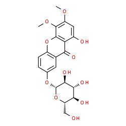 ChemSpider 2D Image | 8-Hydroxy-5,6-dimethoxy-9-oxo-9H-xanthen-2-yl beta-L-glucopyranoside | C21H22O11
