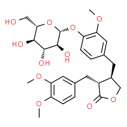 ChemSpider 2D Image | 4-{[(3R,4R)-4-(3,4-Dimethoxybenzyl)-5-oxotetrahydro-3-furanyl]methyl}-2-methoxyphenyl beta-L-glucopyranoside | C27H34O11