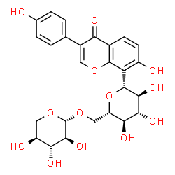 ChemSpider 2D Image | (1R)-1,5-Anhydro-1-[7-hydroxy-3-(4-hydroxyphenyl)-4-oxo-4H-chromen-8-yl]-6-O-beta-L-xylopyranosyl-L-glucitol | C26H28O13