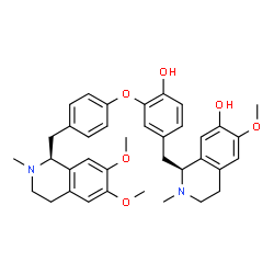 ChemSpider 2D Image | (1S)-1-[3-(4-{[(1S)-6,7-Dimethoxy-2-methyl-1,2,3,4-tetrahydro-1-isoquinolinyl]methyl}phenoxy)-4-hydroxybenzyl]-6-methoxy-2-methyl-1,2,3,4-tetrahydro-7-isoquinolinol | C37H42N2O6