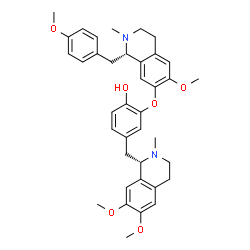 ChemSpider 2D Image | 4-{[(1S)-6,7-Dimethoxy-2-methyl-1,2,3,4-tetrahydro-1-isoquinolinyl]methyl}-2-{[(1S)-6-methoxy-1-(4-methoxybenzyl)-2-methyl-1,2,3,4-tetrahydro-7-isoquinolinyl]oxy}phenol | C38H44N2O6