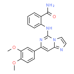 ChemSpider 2D Image | 2-{[7-(3,4-Dimethoxyphenyl)imidazo[1,2-c]pyrimidin-5-yl]amino}benzamide | C21H19N5O3