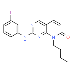 ChemSpider 2D Image | 8-Butyl-2-[(3-iodophenyl)amino]pyrido[2,3-d]pyrimidin-7(8H)-one | C17H17IN4O