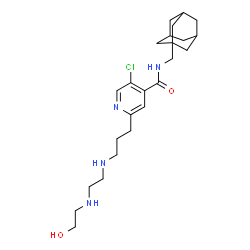 ChemSpider 2D Image | N-(Adamantan-1-ylmethyl)-5-chloro-2-[3-({2-[(2-hydroxyethyl)amino]ethyl}amino)propyl]isonicotinamide | C24H37ClN4O2