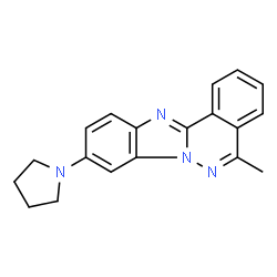 ChemSpider 2D Image | 5-Methyl-9-(1-pyrrolidinyl)benzimidazo[2,1-a]phthalazine | C19H18N4