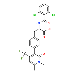 ChemSpider 2D Image | N-(2,6-Dichlorobenzoyl)-4-[1,6-dimethyl-2-oxo-4-(trifluoromethyl)-1,2-dihydro-3-pyridinyl]phenylalanine | C24H19Cl2F3N2O4