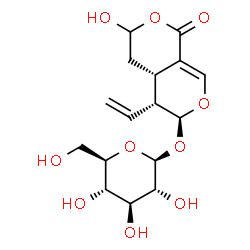 ChemSpider 2D Image | (4aS,5R,6S)-3-Hydroxy-1-oxo-5-vinyl-4,4a,5,6-tetrahydro-1H,3H-pyrano[3,4-c]pyran-6-yl beta-D-glucopyranoside | C16H22O10