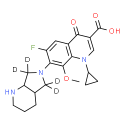 ChemSpider 2D Image | 1-Cyclopropyl-6-fluoro-8-methoxy-7-[(5,5,7,7-~2~H_4_)octahydro-6H-pyrrolo[3,4-b]pyridin-6-yl]-4-oxo-1,4-dihydro-3-quinolinecarboxylic acid | C21H20D4FN3O4