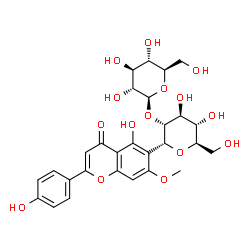 ChemSpider 2D Image | (1R)-1,5-Anhydro-2-O-beta-D-glucopyranosyl-1-[5-hydroxy-2-(4-hydroxyphenyl)-7-methoxy-4-oxo-4H-chromen-6-yl]-D-glucitol | C28H32O15