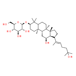 ChemSpider 2D Image | (3alpha,5xi,12alpha,20E)-12,25-Dihydroxydammar-20(22)-en-3-yl beta-D-glucopyranoside | C36H62O8