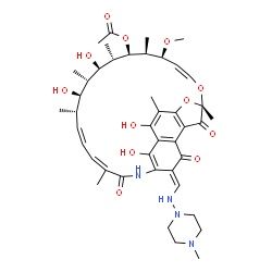 ChemSpider 2D Image | (7S,11S,12S,13R,14S,15R,16S,17R,18S,19Z,21Z,26E)-2,15,17,29-Tetrahydroxy-11-methoxy-3,7,12,14,16,18,22-heptamethyl-26-{[(4-methyl-1-piperazinyl)amino]methylene}-6,23,27-trioxo-8,30-dioxa-24-azatetracy
clo[23.3.1.1~4,7~.0~5,28~]triaconta-1(28),2,4,9,19,21,25(29)-heptaen-13-yl acetate | C43H58N4O12