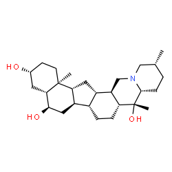 ChemSpider 2D Image | (3alpha,6beta,8alpha,9beta,10alpha,12beta,13alpha,14beta,17beta,20beta,22beta,25alpha)-Cevane-3,6,20-triol | C27H45NO3