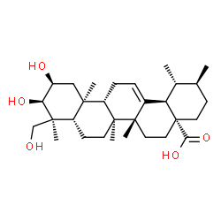 ChemSpider 2D Image | (2beta,3beta,5beta,8alpha,9beta,10alpha,14beta,17alpha,18alpha,19alpha,20beta)-2,3,24-Trihydroxyurs-12-en-28-oic acid | C30H48O5