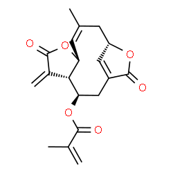 ChemSpider 2D Image | (3R,4S,8S,9Z,12S)-10-Methyl-5-methylene-6,14-dioxo-7,13-dioxatricyclo[10.2.1.0~4,8~]pentadeca-1(15),9-dien-3-yl methacrylate | C19H20O6