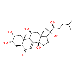 ChemSpider 2D Image | (2alpha,3alpha,5alpha,9beta,10alpha,11beta,13alpha,14beta,17alpha,20S,22S)-2,3,11,14,20,22-Hexahydroxycholest-7-en-6-one | C27H44O7