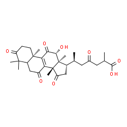 ChemSpider 2D Image | (5xi,10alpha,12alpha,13alpha,14beta,17alpha,20S)-12-Hydroxy-3,7,11,15,23-pentaoxolanost-8-en-26-oic acid | C30H40O8