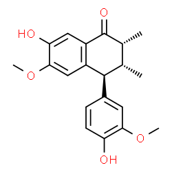 ChemSpider 2D Image | (2R,3R,4S)-7-Hydroxy-4-(4-hydroxy-3-methoxyphenyl)-6-methoxy-2,3-dimethyl-3,4-dihydro-1(2H)-naphthalenone | C20H22O5