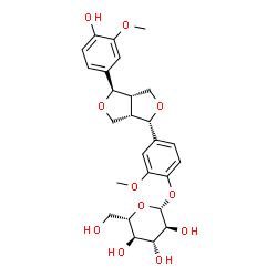 ChemSpider 2D Image | 4-[(1S,3aS,4R,6aS)-4-(4-Hydroxy-3-methoxyphenyl)tetrahydro-1H,3H-furo[3,4-c]furan-1-yl]-2-methoxyphenyl beta-L-glucopyranoside | C26H32O11