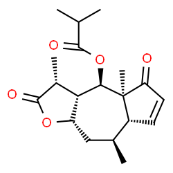 ChemSpider 2D Image | (3R,3aS,4R,4aS,7aS,8S)-3,4a,8-Trimethyl-2,5-dioxo-2,3,3a,4,4a,5,7a,8,9,9a-decahydroazuleno[6,5-b]furan-4-yl 2-methylpropanoate | C19H26O5