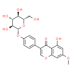 ChemSpider 2D Image | 4-(5-Hydroxy-7-methoxy-4-oxo-4H-chromen-3-yl)phenyl beta-L-glucopyranoside | C22H22O10