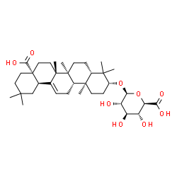 ChemSpider 2D Image | (3alpha,5beta,8alpha,9beta,10alpha,14beta,17alpha,18alpha)-28-Hydroxy-28-oxoolean-12-en-3-yl beta-L-glucopyranosiduronic acid | C36H56O9