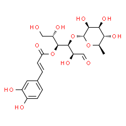 ChemSpider 2D Image | 3-O-(6-Deoxy-alpha-D-mannopyranosyl)-4-O-[(2E)-3-(3,4-dihydroxyphenyl)-2-propenoyl]-L-glucose | C21H28O13