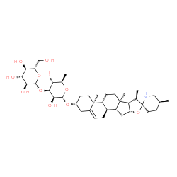 ChemSpider 2D Image | (3alpha,8alpha,9beta,10alpha,13alpha,14beta,16beta,17beta,20beta,25S)-Spirosol-5-en-3-yl 6-deoxy-3-O-beta-L-glucopyranosyl-alpha-D-mannopyranoside | C39H63NO11