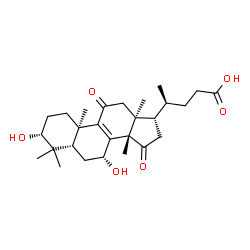 ChemSpider 2D Image | (3alpha,5beta,7alpha,10alpha,13alpha,14beta,17alpha,20S)-3,7-Dihydroxy-4,4,14-trimethyl-11,15-dioxochol-8-en-24-oic acid | C27H40O6