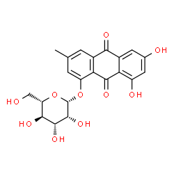 ChemSpider 2D Image | 6,8-Dihydroxy-3-methyl-9,10-dioxo-9,10-dihydro-1-anthracenyl beta-L-mannopyranoside | C21H20O10