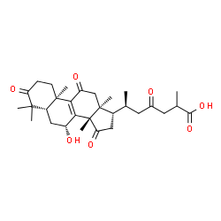 ChemSpider 2D Image | (5beta,7alpha,10alpha,13alpha,14beta,17alpha,20S)-7-Hydroxy-3,11,15,23-tetraoxolanost-8-en-26-oic acid | C30H42O7